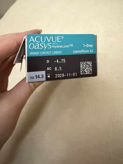 Лінзи для зору 1-Day Acuvue Oasys with HydraLuxe -4.75, 8.5, 24 штуки