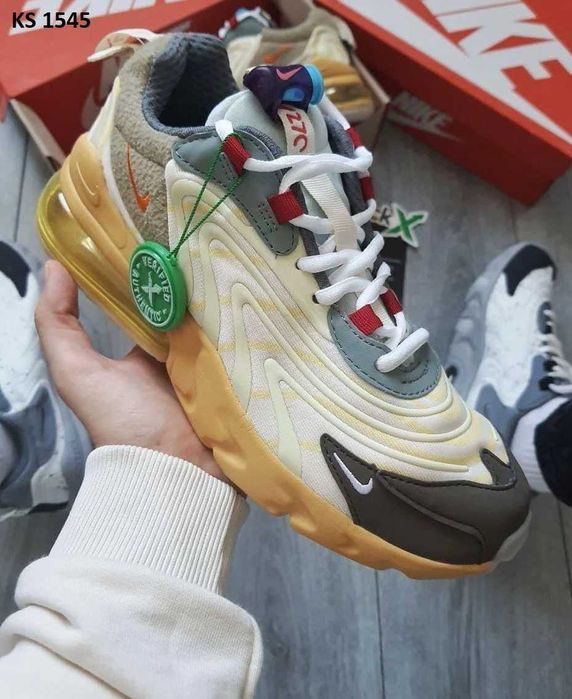 Кросівки Travis Scott x Nike Air Max 270 React Yellow. Арт: KS 1545