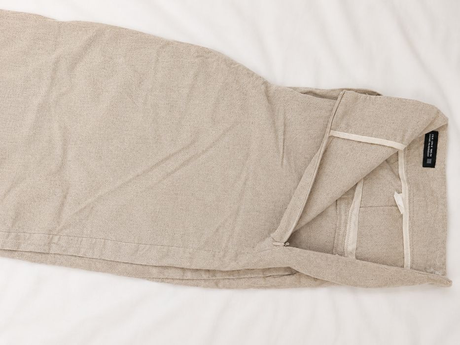 ZARA Calças / Pants Wide Leg Linen Blend Bege Beige – Size/Tamanho S