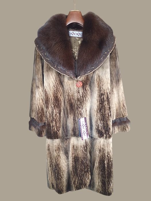 Kopengagen. Ог 110см. Норковая шуба с соболем. Натуральная шуба