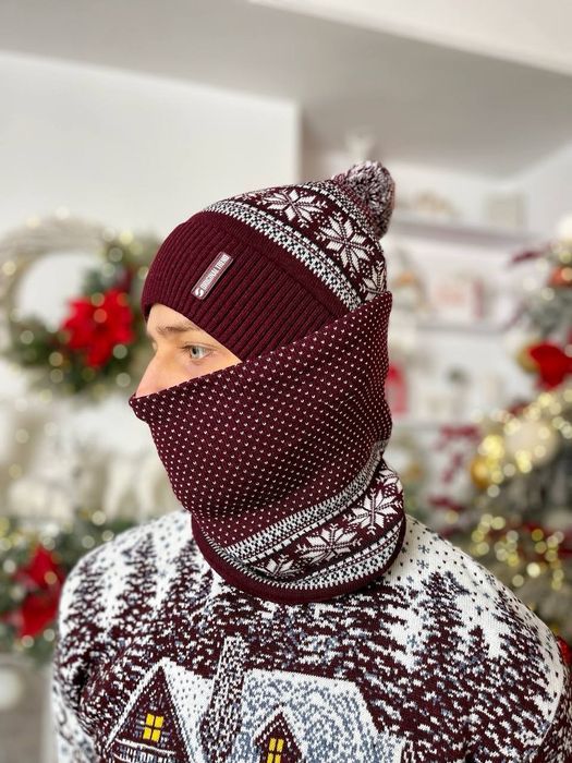 Новорічний Комплект шапка + баф