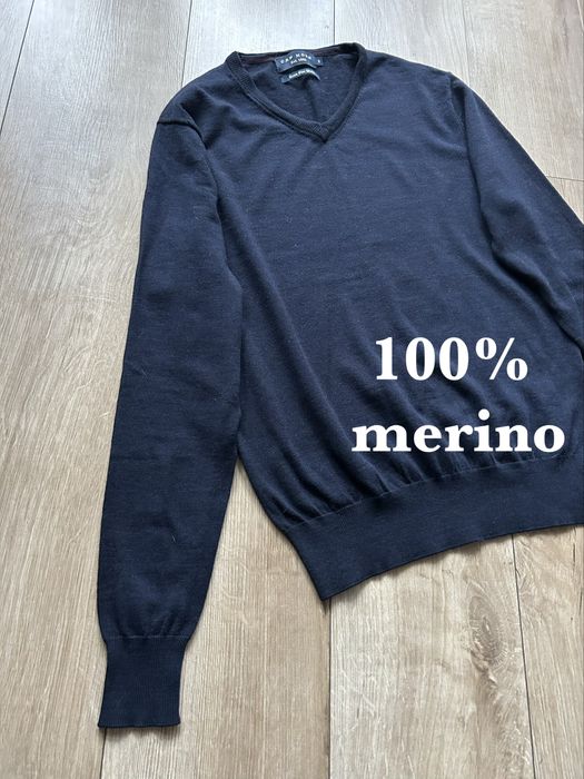 Sweter wełniany wełna merino Cap Horn s extra fine granat jak nowy
