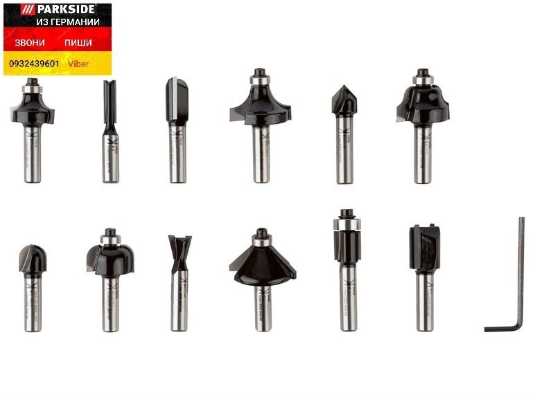 Набор фрез по дереву 12 шт из ГЕРМАНИИ. Parkside PFB 12 A1 фреза 8мм