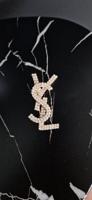 Broszka przypinka ysl złota cyrkonie śliczna  6cm