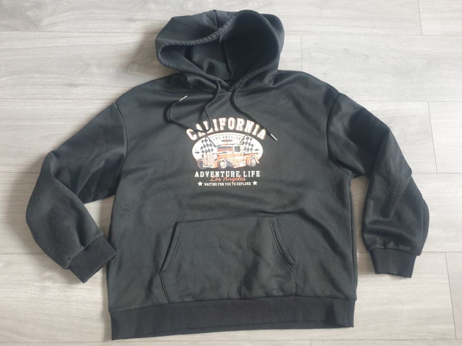 Bluza z kapturem Shein z nadrukiem XL czarna samochód