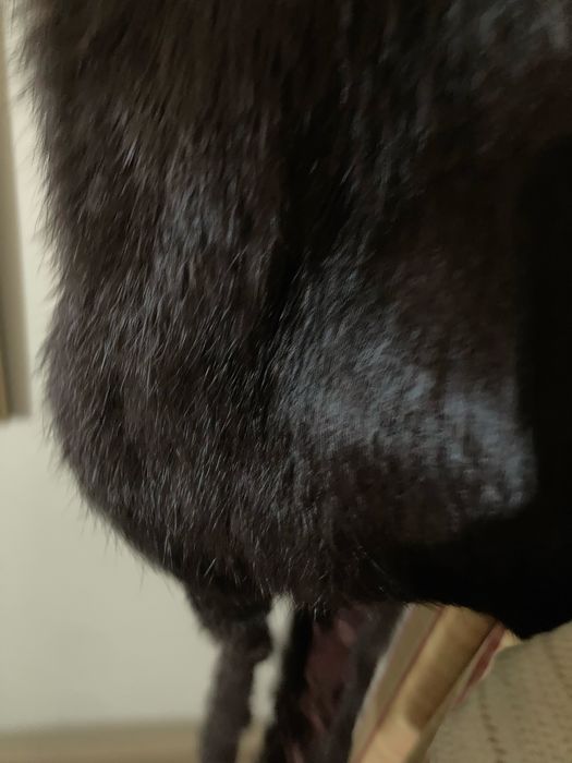 Gorro em pele de Vison com pontas -cachecol em Vison