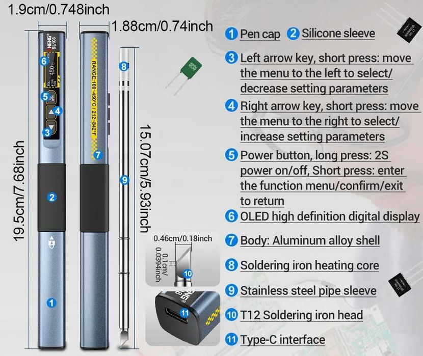 Паяльник ZOYI ZT-N1 / ANENG SL108 96W Гарантія Живлення і Футляр