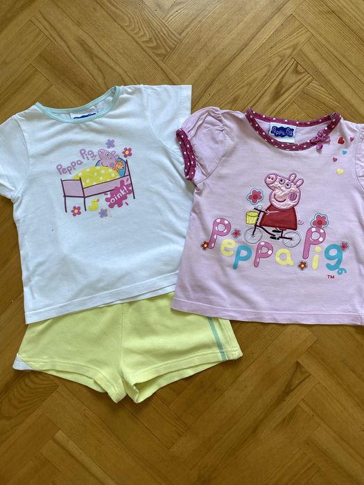 Zestaw komplet dziewczęcy dwie bluzki + spodenki Świnka Peppa Pig