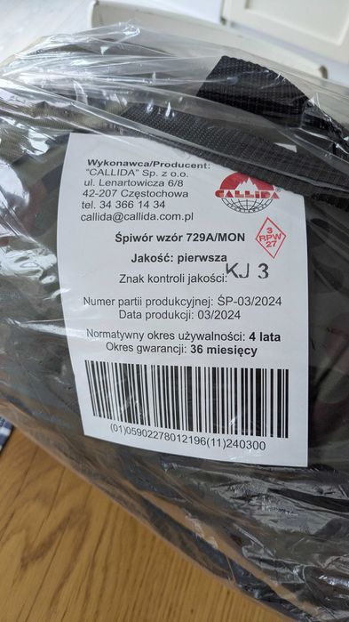 Śpiwór MON wzór 729/A NOWY w opakowaniu