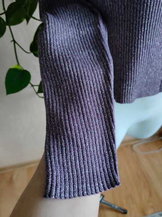 NOWE fioletowe błyszczące bolerko luźne z guzikiem 36/38 S/M Bonprix