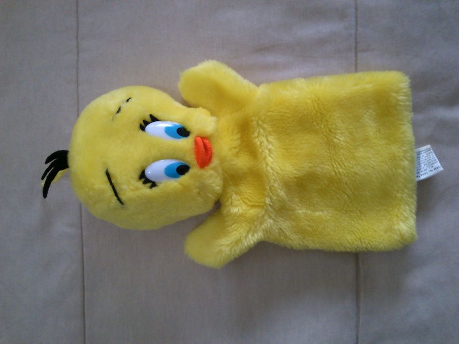 Marioneta de mão Tweety (Piu-Piu) da Warner Bros.1990, Made in Korea