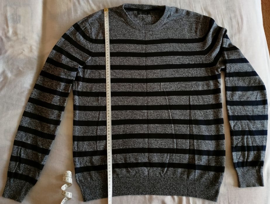 Sweter szaro-granatowy męski