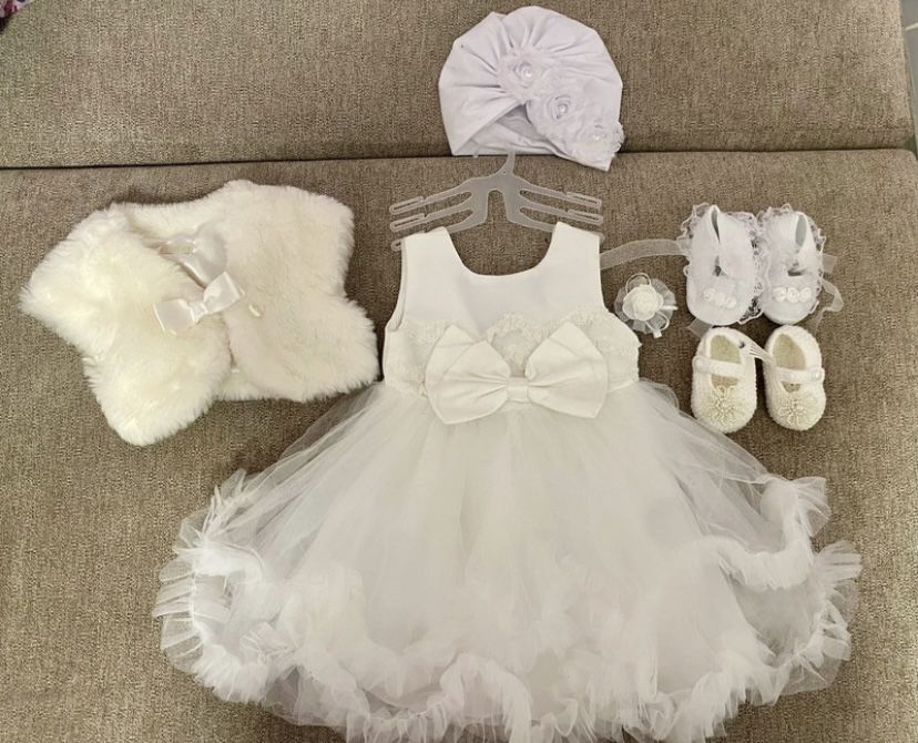 Komplet do chrztu dla dziewczynki 74/86 + GRATIS