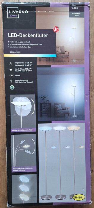 LIVARNO Lampa podłogowa LED ze szklanym kloszem - NOWA