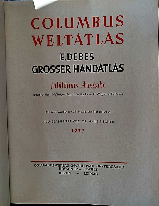 Livros-Columbus Weltatlas - E. Debes grosser Handatlas - 1937