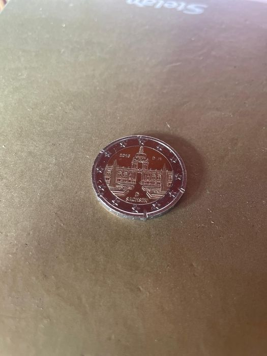 Moeda 2€ 2016 D JT.  D SACHSEN Defeito de cunhagem.  Rarissima.
