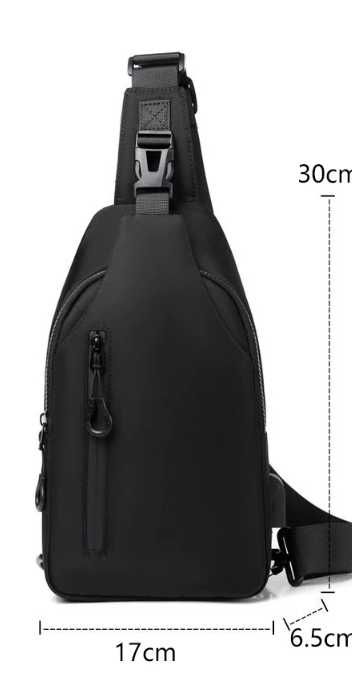 Bolsa Tiracolo crossbody Impermeável Cinzenta, 2 fechos, bolso interno
