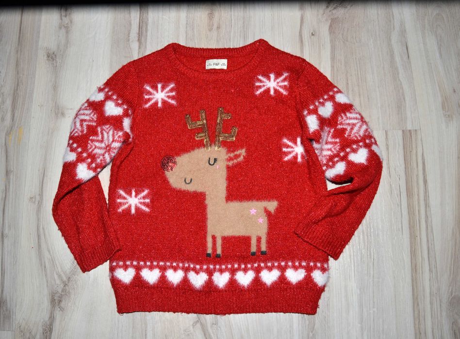 383* F&F Świąteczny sweter renifer 18/24 msc_ 86/92 cm