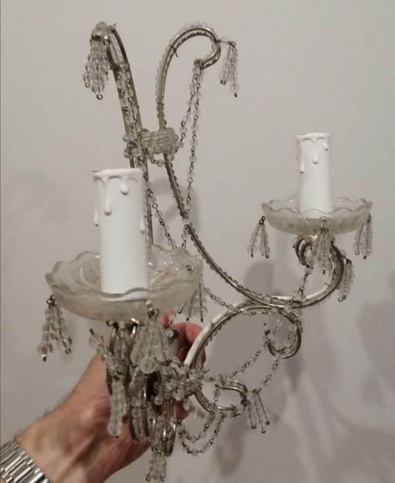 Kinkiet retro, lampa srebrna