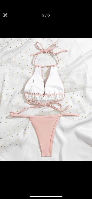 Bikini strój kąpielowy rozmiar M brudny róż z falbanką