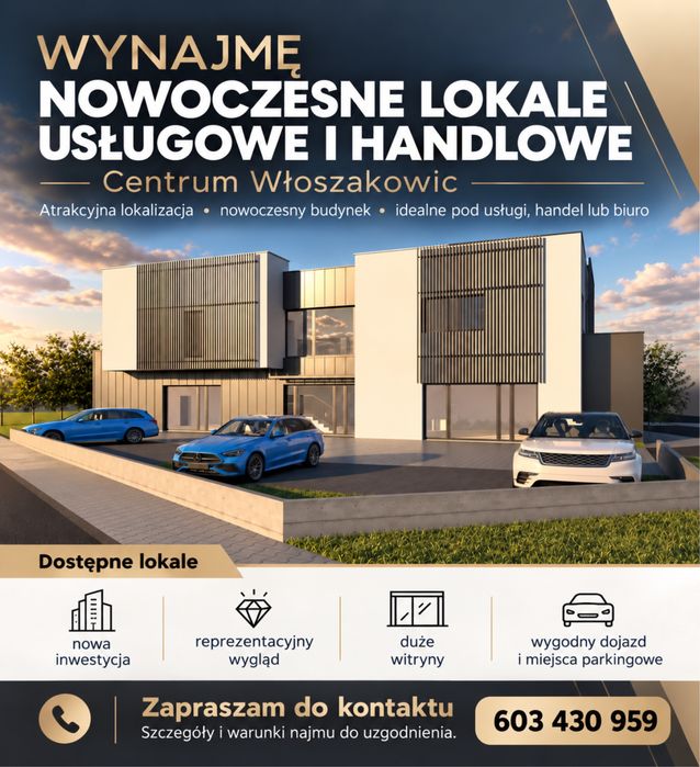 Wynajem nowoczesnych lokali w centrum Włoszakowic