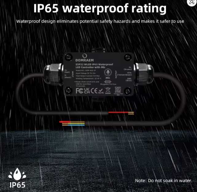 Цифровой светодиодный контроллер DOMRAEM ESP32 WLEDI P65 для  RGB лент