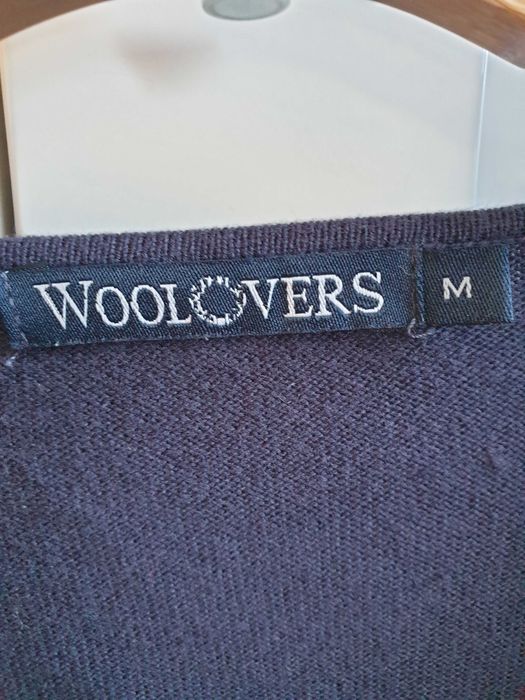 Granatowy sweter zapinany Woolovers bawełna jedwab jedwabny 38