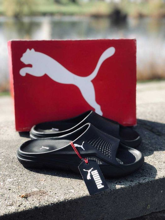 Шлепанцы Puma мужские Черные легкие Скидки! Шльопанці Пума чоловічі Удобные мужские шлепки Пума черные тапочки на лото / пляжные тапочки, шлепанцы