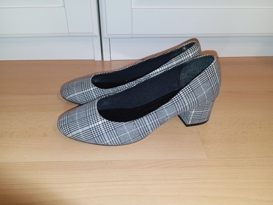 Buty czółenka szpilki Marks & Spencer M&S kratka pepitka roz. 40