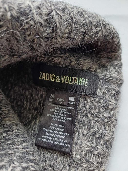 Zadig Voltaire dzianinowy zestaw szal czapka wełna alpaka