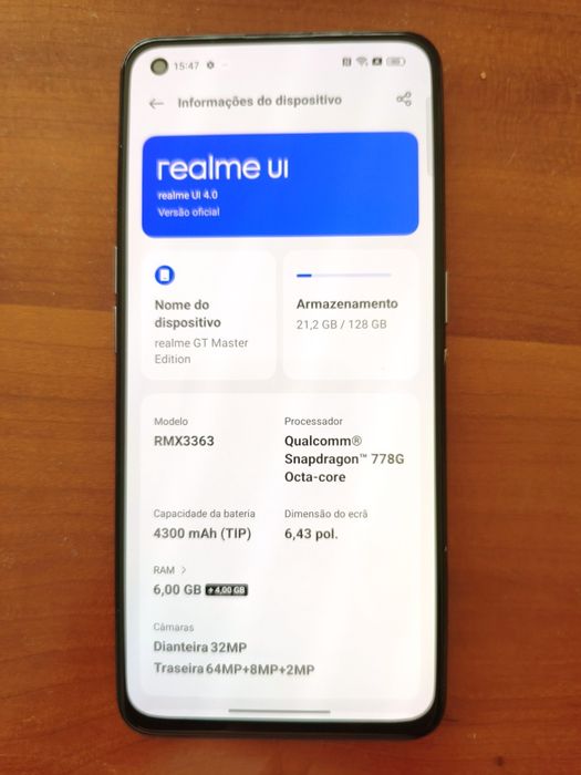 Realme GT Master Edition,  6+128GB - bom estado
