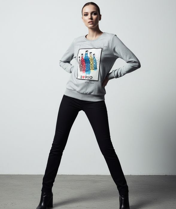 Bluza szara z kolorowym nadrukiem