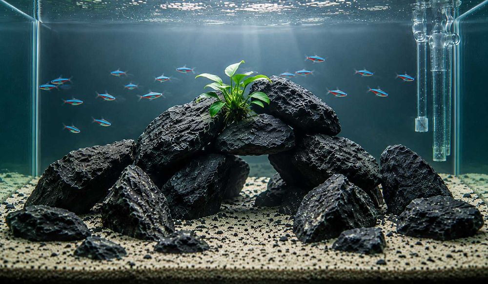Kamienie bazaltowe do akwarium-6 szt.