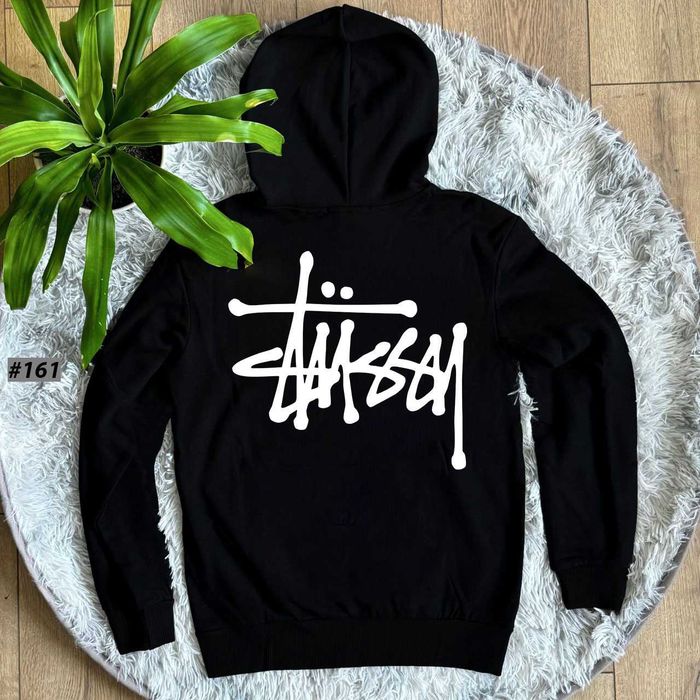 Большой Принт Кофта Стусси | Худи Черное Stussy Basic | XS S M L XL
