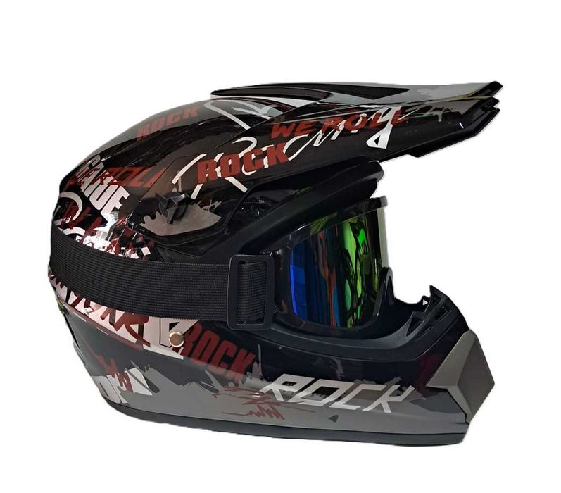 Мото шлем Rock Enduro pit Bike с очками и перчатками