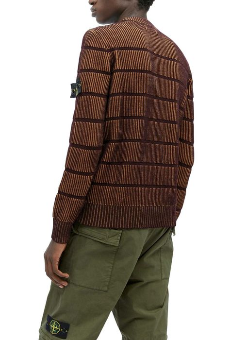 Светр STONE ISLAND 513D1 Striped Ribbed-Knit Sweater Brown