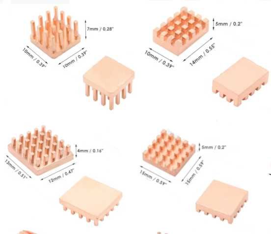 Набір невеликих мідних радіаторів (13шт.) для Raspberry Pi і не тільки