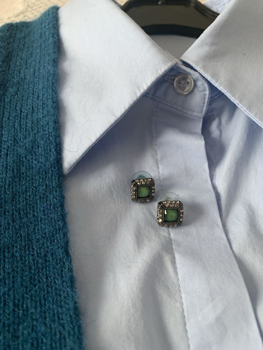 Сережки пусети зі смарагдом, імітація, біжутерія, нові