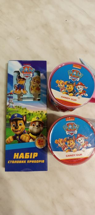 Набор столовых приборов,чашки Щенячий патруль 3+