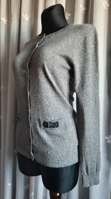 Kaszmir Angora 50% Wełna cudny ciepły wełniany szary sweter M