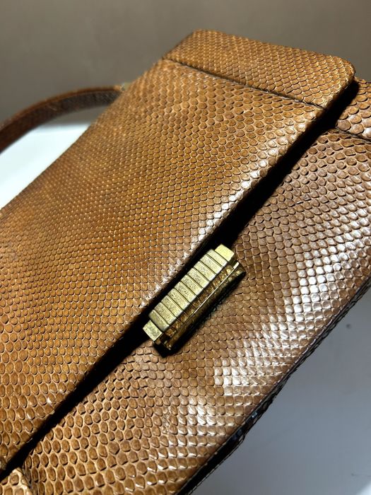 Mala Vintage Pele Lagarto e Cobra Anos 60 Cognac Feita à Mão