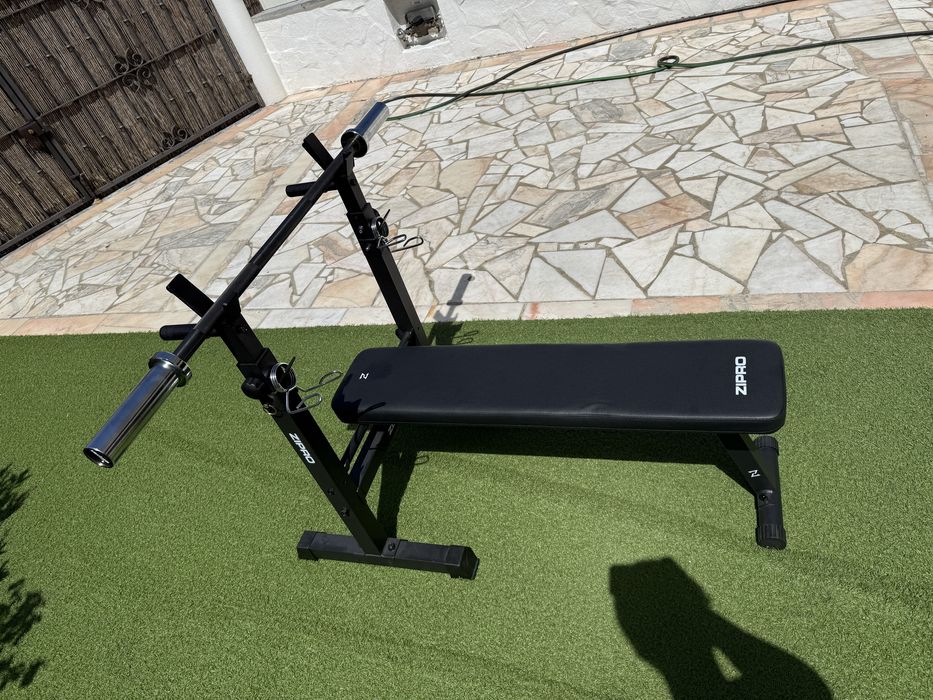 Banco de musculação ZIPRO com suporte + barra ellipse – excelente estado