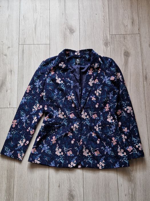 Marynarka granatowa w kwiaty