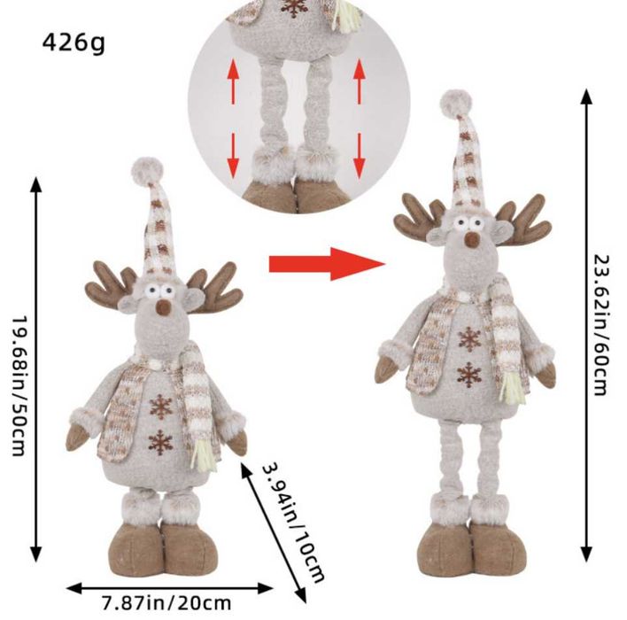 Świąteczny Renifer z Rozciągliwymi Nogami do 60cm - Musisz go mieć