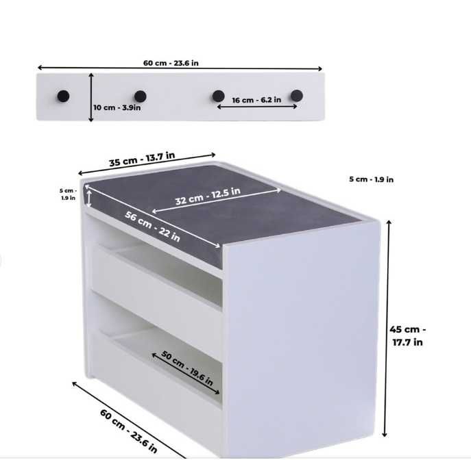 Szafka na buty PUFA siedzisko TAPICEROWANA biała, nowa, mebel.