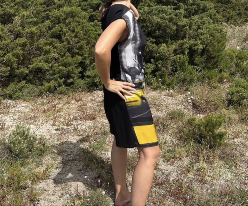 Vestido Promod amarelo e preto; Tamanho único