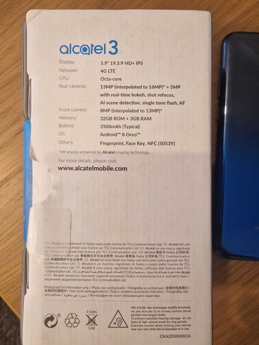 Telemóvel Alcatel 3 (botão power avariado)