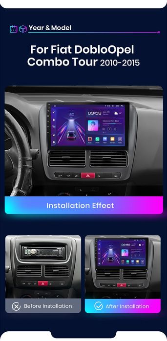 Rádio Android Fiat Doblo 2010 a 2019 Carplay GPS wifi Bluetooth NOVO