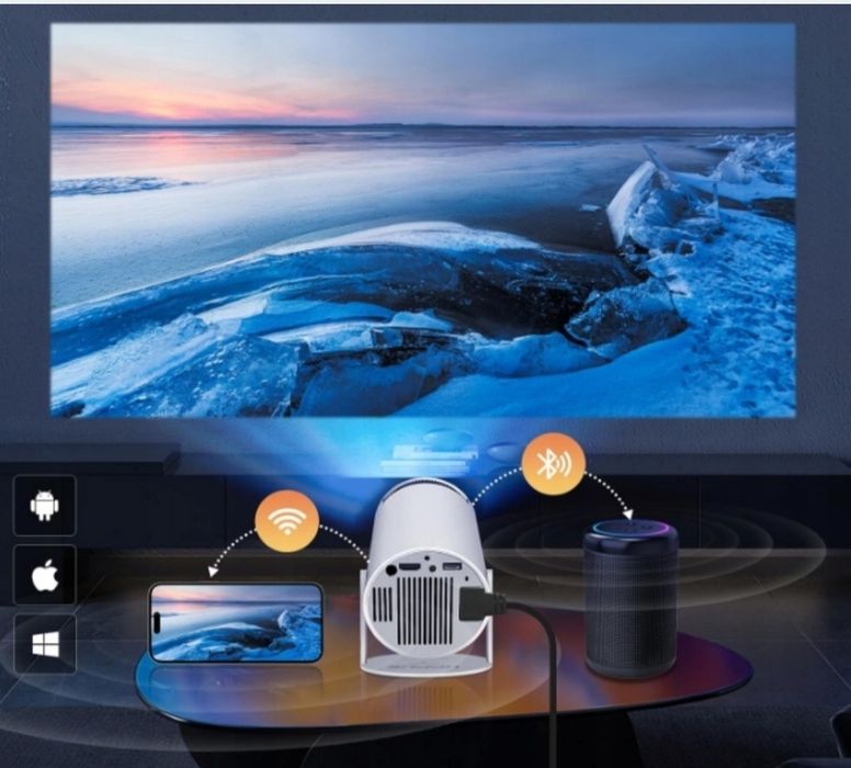 Projektor rzutnik ANDROID TV WIFI 4K przenośny Smart głośnik obrotowy