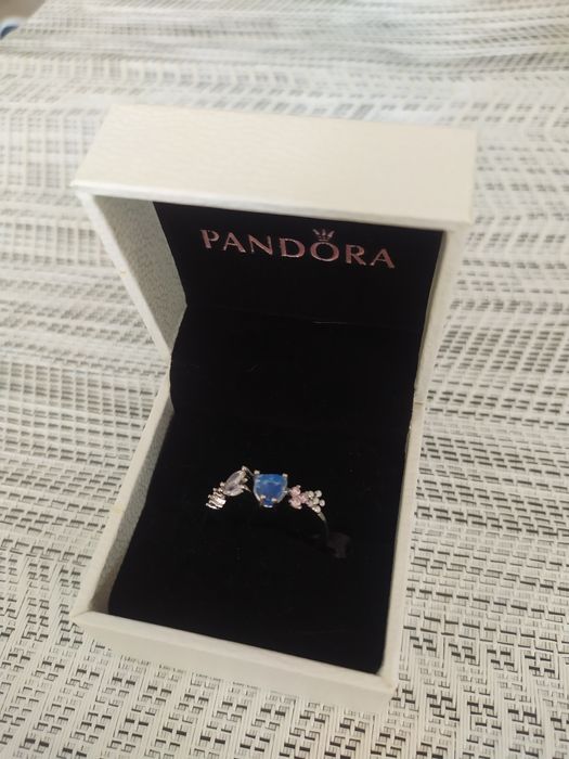 Pierścionek niebieski pleciony kwiaty delikatny NOWY regulowany